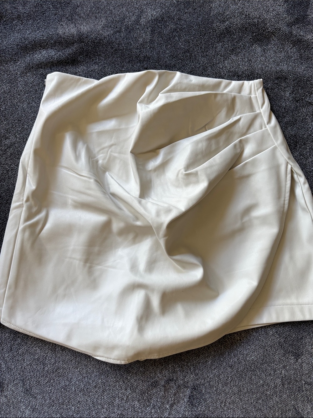 Cream Faux Leather Mini Skort